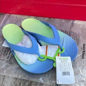CROCS Kids' Blue and Light Green Sandals